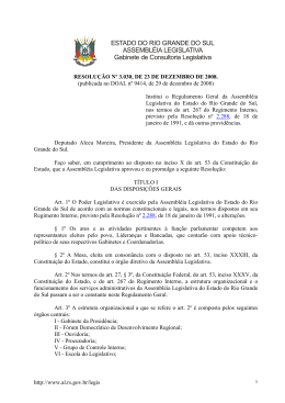 ESTADO DO RIO GRANDE DO SUL ASSEMBL&Eacute;IA LEGISLATIVA