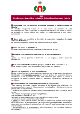 - FAQ - Elei&ccedil;&atilde;o para a Assembleia Legislativa da Regi&atilde;o Aut&oacute;noma