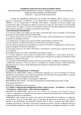 Edital - CESPE / UnB - Universidade de Bras&iacute;lia