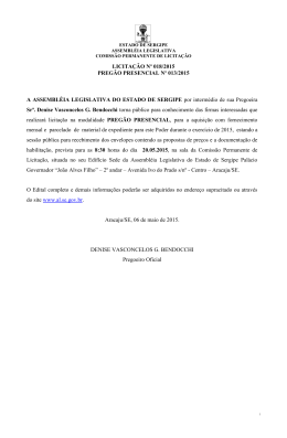 Preg&atilde;o Presencial n&ordm; 13/2015 - Assembl&eacute;ia Legislativa de Sergipe
