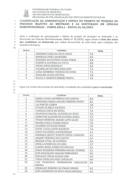 Lista de aprovados 1ª etapa Mestrado/Doutorado PCMF 2016