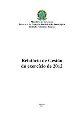 Relat&oacute;rio de Gest&atilde;o do exerc&iacute;cio de 2012