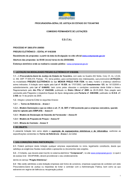 EDITAL DE LICITA&Ccedil;&Atilde;O - Minist&eacute;rio P&uacute;blico do Estado do Tocantins