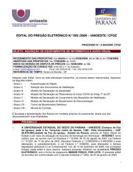PREG&Atilde;O ELETR&Ocirc;NICO N    005/07 &ndash; UNIOESTE (REITORIA)