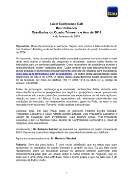 Script da Teleconfer&ecirc;ncia Ita&uacute; Unibanco