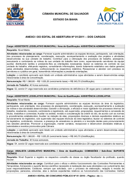 dos cargos - Câmara Municipal de Salvador-BA
