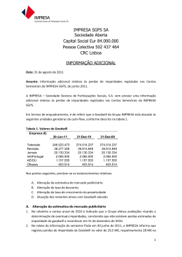 IMPRESA SGPS SA Sociedade Aberta Capital Social Eur 84.000
