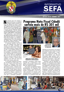 Programa Nota Fiscal Cidad&atilde; sorteia mais de R$ 301 mil