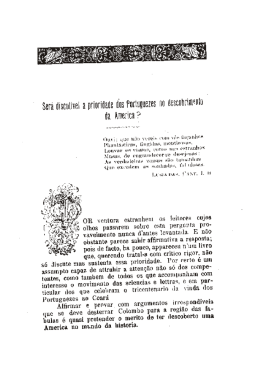 Será discutível a prioridade dos portuguezes no