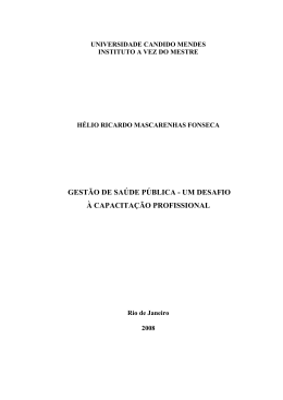 gest&atilde;o de sa&uacute;de p&uacute;blica - um desafio &agrave; capacita&ccedil;&atilde;o profissional