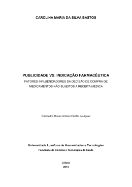 Publicidade vs. Indica&ccedil;&atilde;o Farmac&ecirc;utica