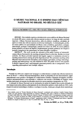 o MUSEU NACIONAL E o ENsINo DAs cIÊNcIAs NATURAIS No