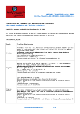 Finalistas 2014  - Mostra Paulista de Ci&ecirc;ncias e Engenharia