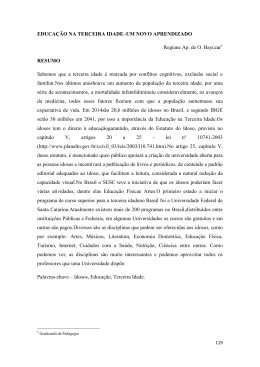 EDUCA&Ccedil;&Atilde;O NA TERCEIRA IDADE&ndash;UM NOVO