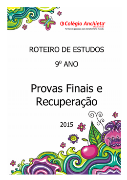 Roteiro de Provas Finais e Recupera&ccedil;&atilde;o