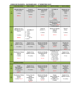 CURSO DE FILOSOFIA &ndash; BACHARELADO &ndash; 2&ordm; SEMESTRE/2015