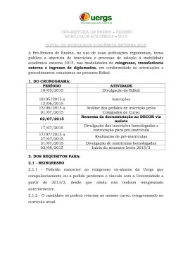 Edital de Mobilidade Acad&ecirc;mica Externa 2015
