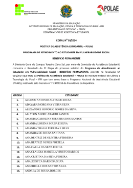 Resultado da 2&ordf; etapa - Instituto Federal de Educa&ccedil;&atilde;o, Ci&ecirc;ncia e