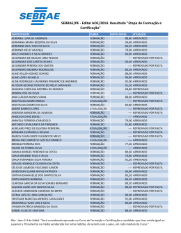 Resultado Etapa de Forma&ccedil;&atilde;o e Certifica&ccedil;&atilde;o AOE 2014