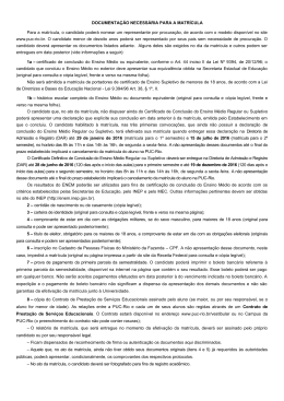 DOCUMENTA&Ccedil;&Atilde;O NECESS&Aacute;RIA PARA A MATR&Iacute;CULA - PUC-Rio