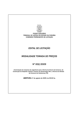edital de licita&ccedil;&atilde;o modalidade tomada de pre&ccedil;os n&ordm; 002/2009