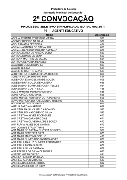 2&ordf; CONVOCA&Ccedil;&Atilde;O PROCESSO SELETIVO
