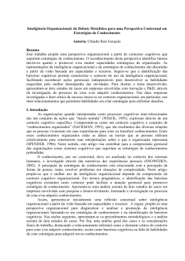 Intelig&ecirc;ncia Organizacional: do Debate Metaf&iacute;sico para uma