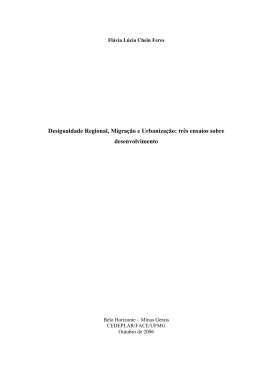 Desigualdade Regional, Migra&ccedil;&atilde;o e Urbaniza&ccedil;&atilde;o