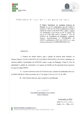 PORTARIA N° 1231 DE 11 DE MAIO DE 2015 O Reitor