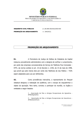 PROMO&Ccedil;&Atilde;O DE ARQUIVAMENTO - Procuradoria da Rep&uacute;blica em