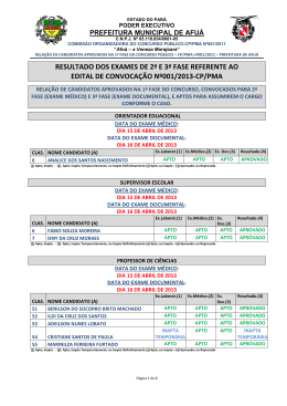 resultado dos exames de 2&ordf; e 3&ordf; fase referente