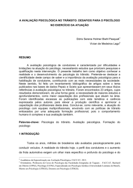A AVALIA&Ccedil;&Atilde;O PSICOL&Oacute;GICA NO TR&Acirc;NSITO