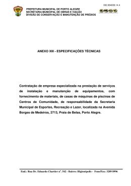 ANEXO XIII - ESPECIFICA&Ccedil;&Otilde;ES T&Eacute;CNICAS