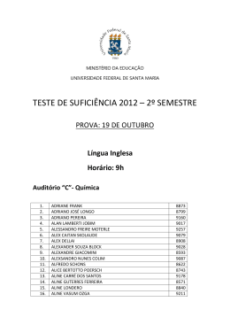 TESTE DE SUFICI&Ecirc;NCIA 2012 &ndash; 2&ordm; SEMESTRE