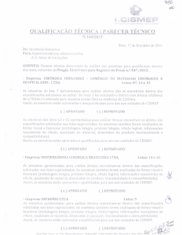 QUALIFICA&Ccedil;&Atilde;O T&Eacute;CNICA/ PARECER T&Eacute;CNICO Nam/2015