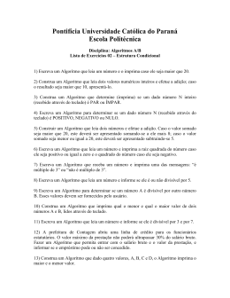 Pontif&iacute;cia Universidade Cat&oacute;lica do Paran&aacute; Escola Polit&eacute;cnica