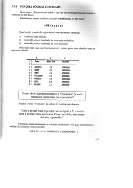 13.5 FUNÇÕES LóGIcAs E ESPECIAIS