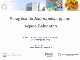 Pesquisa de Salmonella spp. em águas balneares