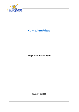 Curriculum Vitae Hugo de Sousa Lopes