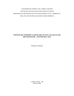 EFEITOS DO TURISMO NA DEMANDA D`&Aacute;GUA DA BACIA DO RIO