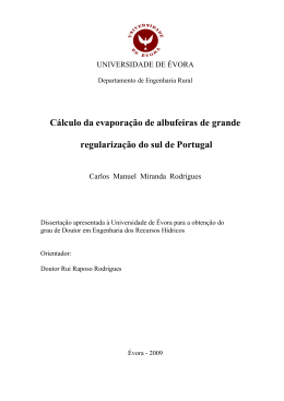 C&aacute;lculo da evapora&ccedil;&atilde;o de albufeiras de grande regulariza&ccedil;&atilde;o do