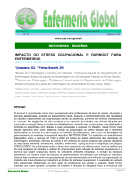 impacto do stress ocupacional e burnout para enfermeiros