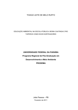BIOMA CAATINGA E RIO TAPERO&Aacute; COMO EIXOS