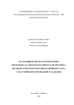 as contribui&ccedil;&otilde;es das interven&ccedil;&otilde;es psicol&oacute;gicas atrav&eacute;s