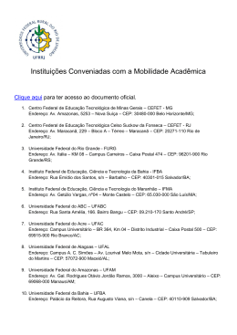 Institui&ccedil;&otilde;es Conveniadas com a Mobilidade Acad&ecirc;mica