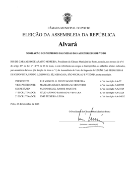 Alvar&aacute; de Nomea&ccedil;&atilde;o dos membros das mesas das Assembleias de