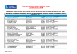 RESULTADO DO PROCESSO SELETIVO BOLSA PROUNI