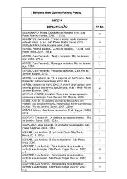 ESPECIFICA&Ccedil;&Atilde;O N&ordm; Ex. ABBAGNANO, Nicola. Dicion&aacute;rio de