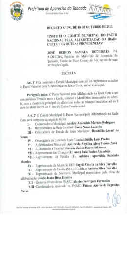 DECRETO 90 - Prefeitura Municipal de Aparecida do Taboado