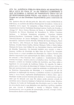 ATA DA AUDI&Ecirc;NCIA P&Uacute;BLICA REALIZADA No MUNIC&Iacute;PIO DE